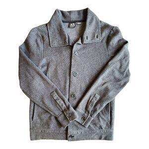 NWOT Armani Exchange Sweater Men's Small Black Gray Cardigan Jacket Button Down‎